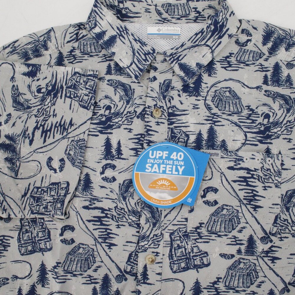 NWT Columbia shirt men's medium Super Slack Camp Tide Shirt short sleeve fishing